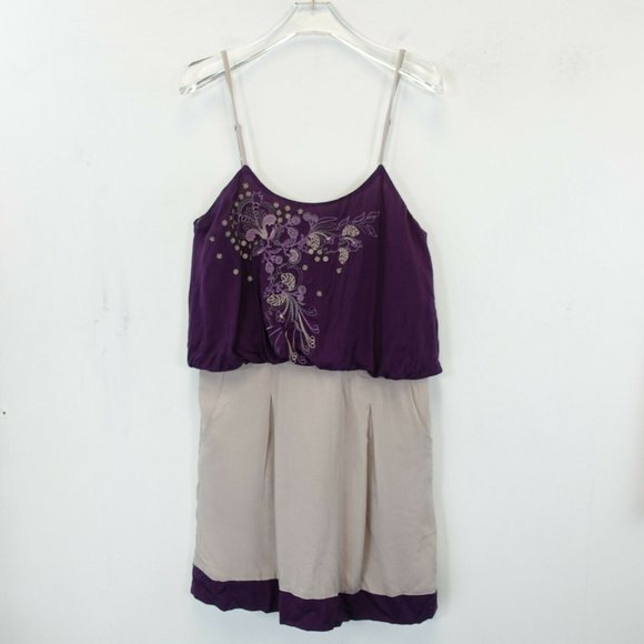 Maude Dress Small Tank‎ Cami Floral Blouson Short Mini Casual Boho Purple - Picture 1 of 13
